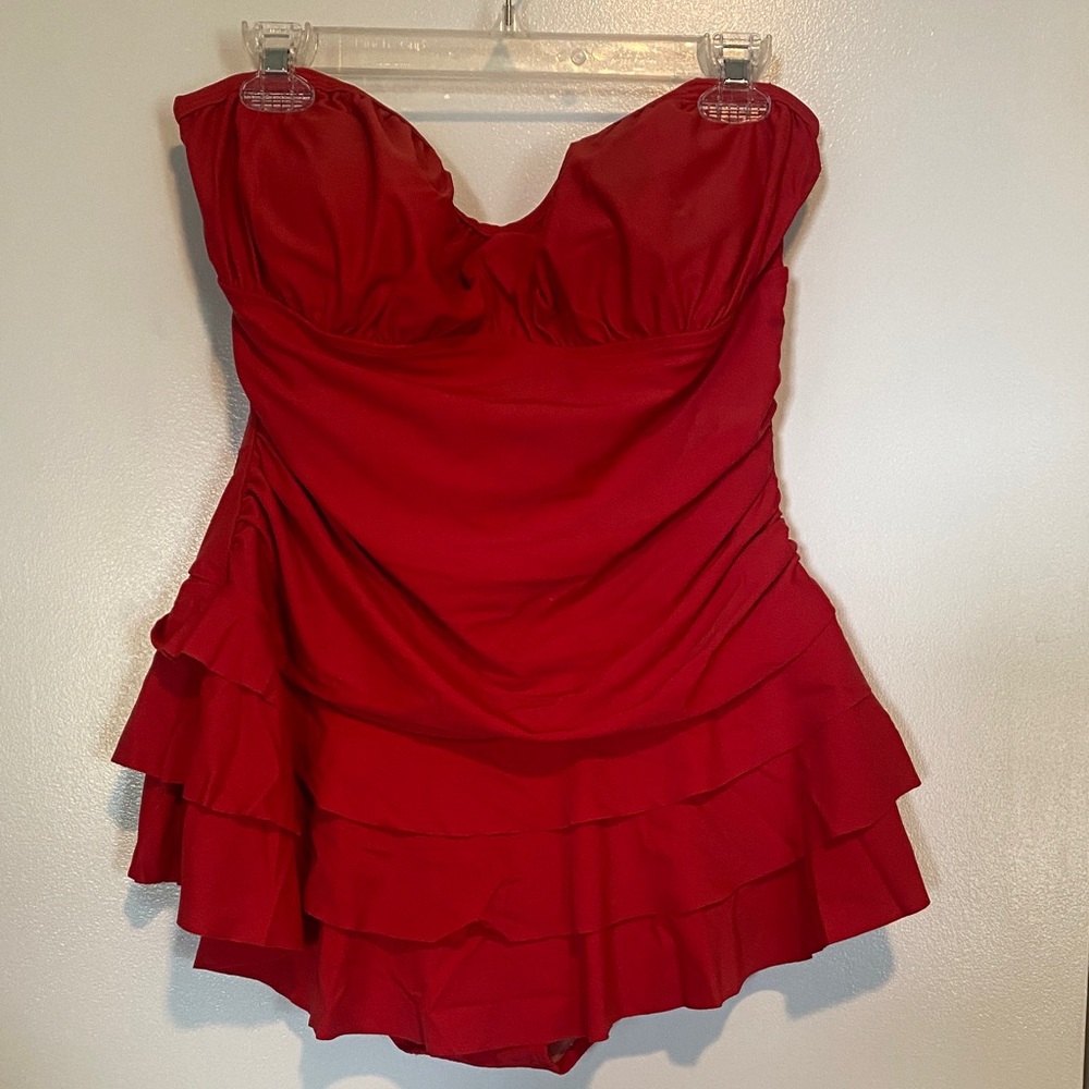 Torrid Red Ruffled One-Piece Swimsuit